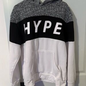 Hype Men's Gray, Black, and White Hoodie